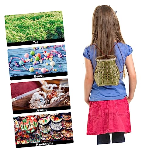 Hand Woven Bamboo Small Basket 3.93X3.93X5.50in Kids Dance Prop - Image 7