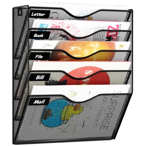 5 Pockets Hanging Wall File Organizer Mail Holder, W | All Products - Image 2