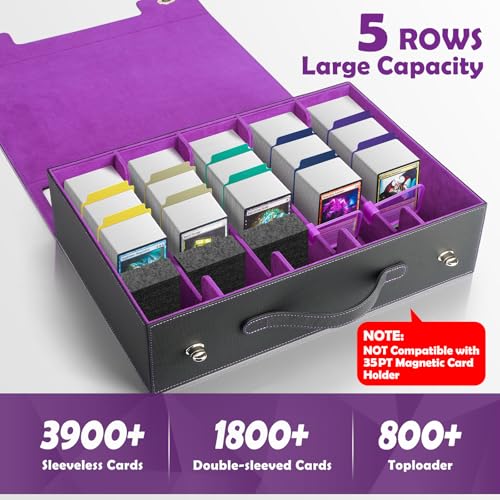 5-Row Trading Card Storage Box with Handle and Commander - Image 5