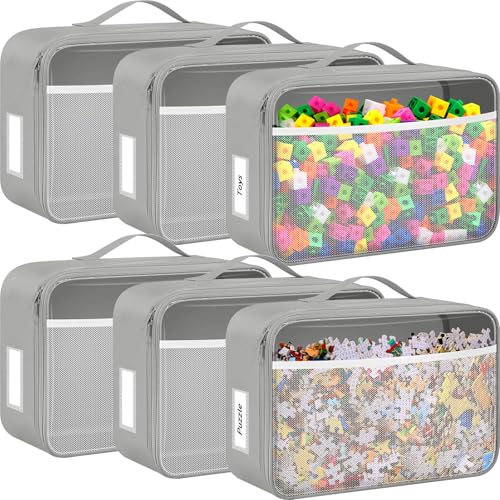 Abbylike 6 Pack Toy Storage Bags, Clear Building Block Organizer - Image 2