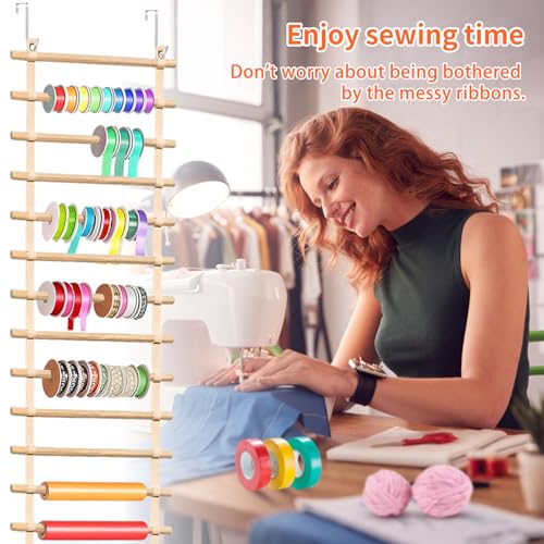 Over The Door Ribbon Organizer ：20 Tier Ribbon Holder Rack - Image 4