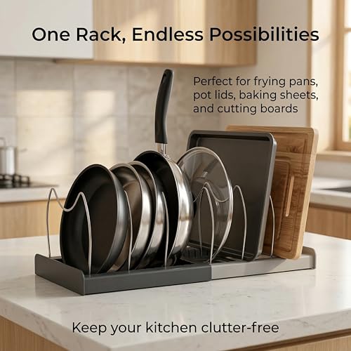 OMIO Expandable Pot Lid Organizer Rack for Under Cabinet - Image 4