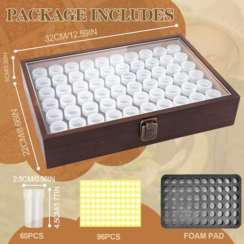 Wood Seed Storage Organizer, 60 Clear Bottles, 96 Labels - Image 4