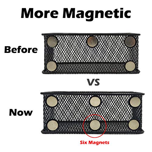 Magnetic Pencil Holder Set of 3 - Black Wire Mesh Storage - Image 5