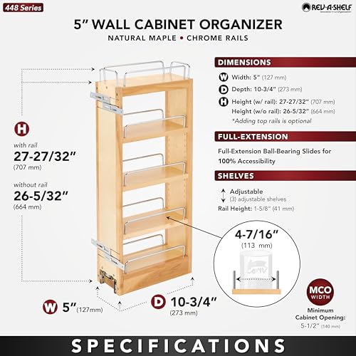 Rev-A-Shelf Maple Pullout Organizer for Wall Kitchen - Image 4