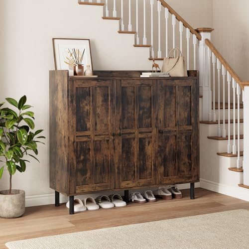 Shoe Cabinet with 3 Doors, Shoe Rack for Entryway, Rustic Brown - Image 7