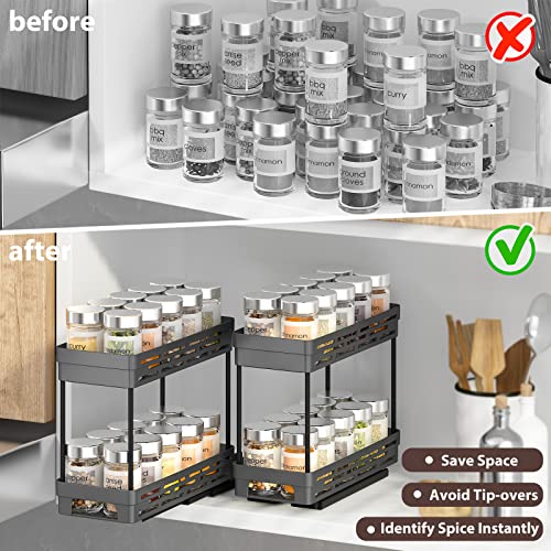 2 Pack Pull Out Spice Rack Organizer for Cabinet, Slide Out Spice - Image 7