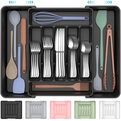 ukeetap Extra Large Expandable Silverware Organizer, Flatware - Image 2