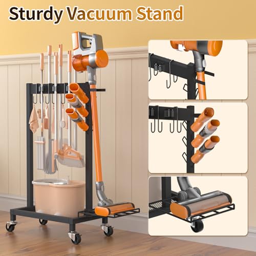 Broom Holder with Cleaning Supplies Organizer, 18" Wx11.8 Dx34.6 - Image 6