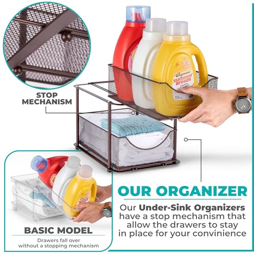 Sorbus Pull-Out Under Sink Organizer, Mesh Construction (Bronze - Image 5