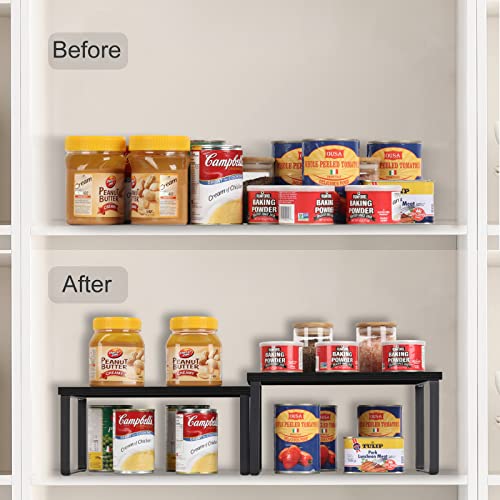 CADUKE Set of 4 Kitchen Counter Shelves, Cabinet Organizer, Black - Image 6