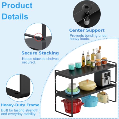 Expandable Kitchen Cabinet Shelf Organizer, Stackable - Image 8
