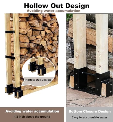 Outdoor Firewood Rack Bracket Kit for 2x4 lumber, Black, 1 Pair - Image 6