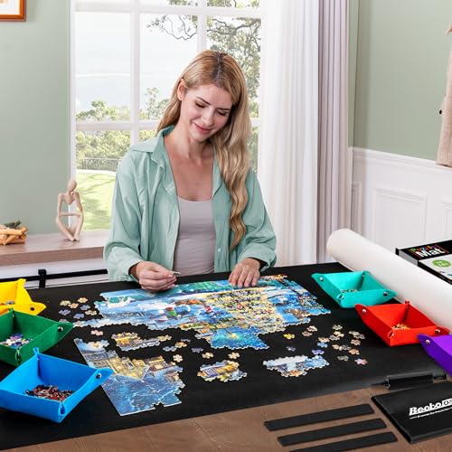 Becko US 2000 Piece Puzzle Mat with 6 Sorting Trays & - Image 3