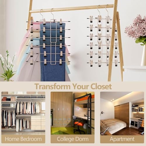 Pants Hangers with Clips,Space Saving Hanging Closet Organizer-6 - Image 6