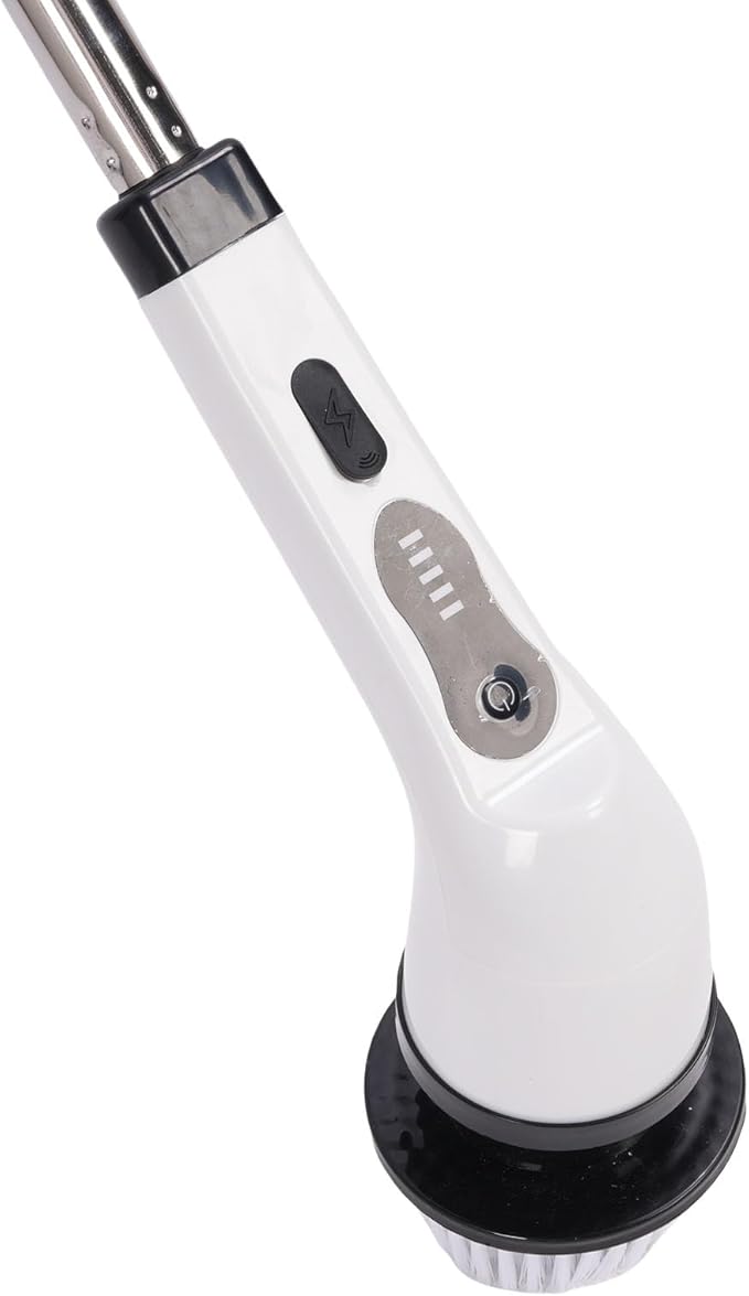 Brrnoo Cordless Electric Cleaning Brush, Multi Speed Adjustable with 3 Interchangeable Brush Heads and Telescopic Handle, IPX7 for Bathroom Kitchen Floors Furniture Cars