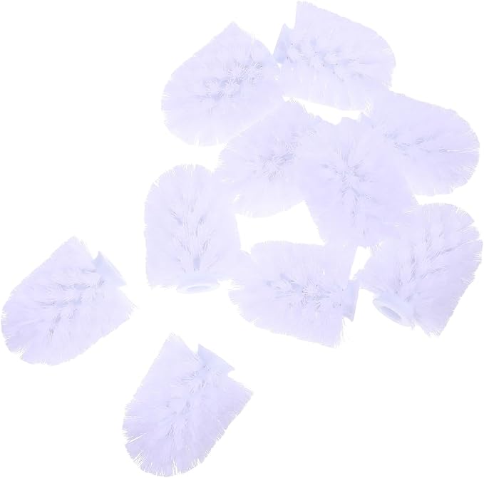 10pcs Toilet Brush Replacement Heads Heavy Duty Stiff Bristle Refills for Deep Bathroom Cleaning Plastic Toilet Bowl Brush Scrubbers Minimalist Design for Home and Hotel Use