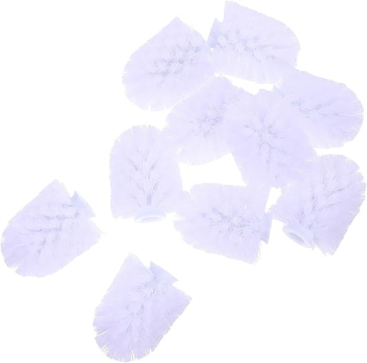 10pcs Toilet Brush Replacement Heads Heavy Duty Stiff Bristle Refills for Deep Bathroom Cleaning Plastic Toilet Bowl Brush Scrubbers Minimalist Design for Home and Hotel Use