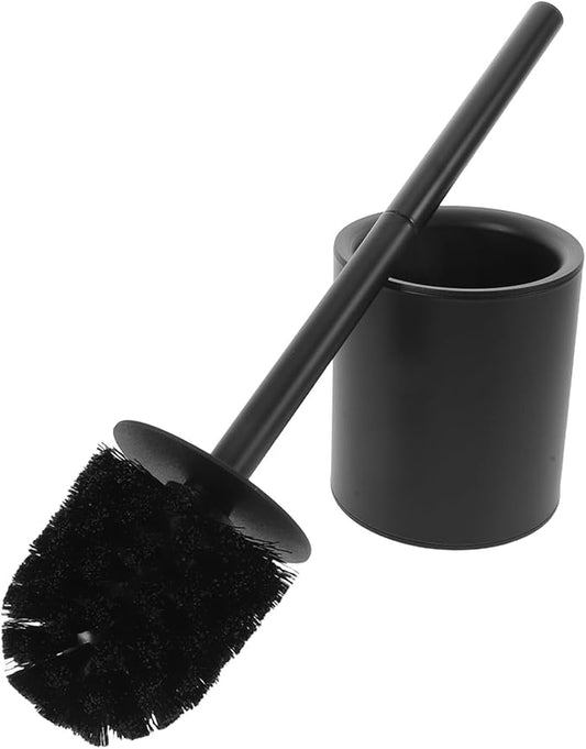 Toilet Bowl Brush Holder Set: Bathroom Toilet Deep Cleaning Scrubber with Cover - Compact Round Cleaning Tools for Washroom Bathroom (Black)
