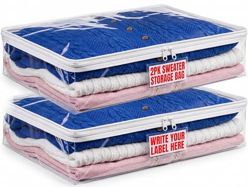 Masirs Clear Sweater Storage Bags 2-Pack – Zippered Vinyl - Image 2