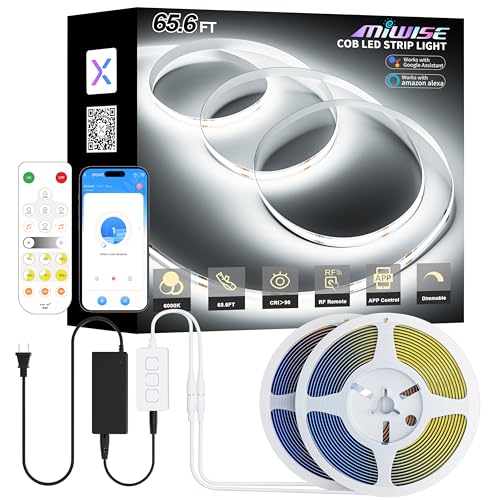 MIWISE COB LED Strip Lights 65.6ft/20m,UL-Listed CRI 90+ Dimmable - Image 2