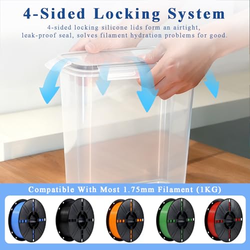 Airtight Filament Storage Box 4 Pack, PLA ABS PETG TPU Spools - Image 5