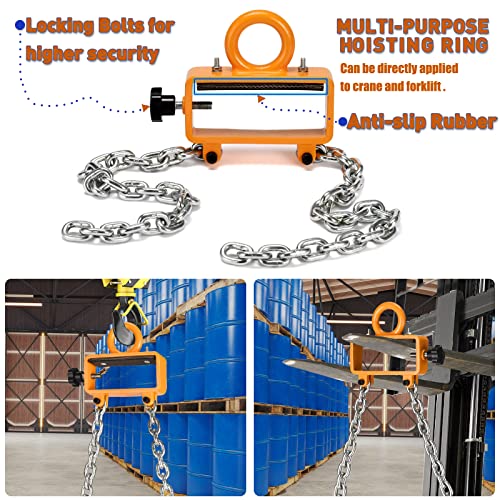 55 Gallon Drum Lift, 2200 lb Chain Drum Lifter for Steel - Image 6