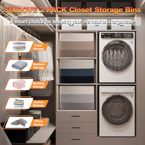 2 Pack Woven Storage Baskets for Closet, Toy Basket with Handles - Image 4