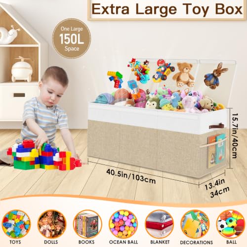 150L Extra Large Toy Storage Box with Lid for Boys Girls - Image 3