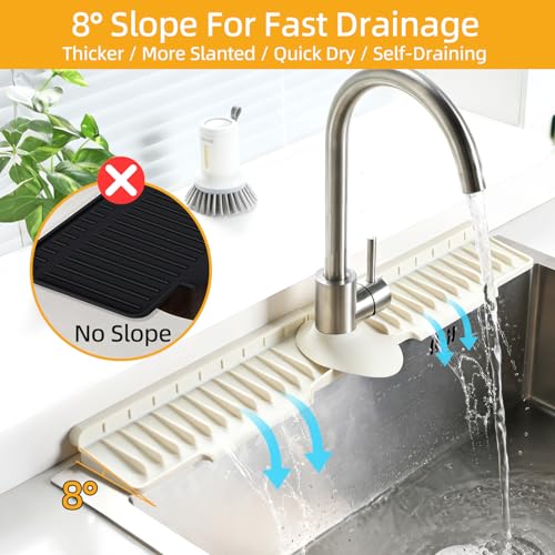 24" Silicone Sink Mat for Kitchen(Released in 2026), 2 PCS Beige - Image 4
