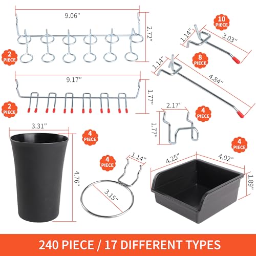 240PCS Pegboard Hooks Assortment, Pegboard Accessories - Image 4