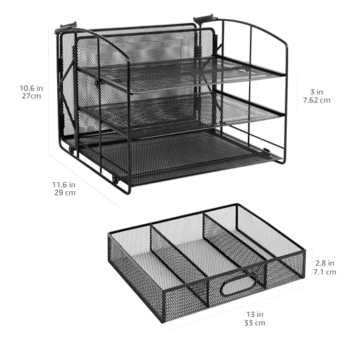 Amazon Basics Sturdy Rectangular Desktop Organizer with 3 Trays - Image 6