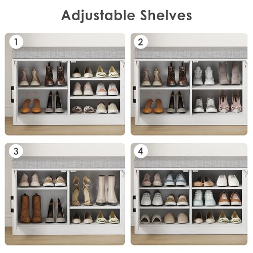 3-Tier Shoe Storage Bench with Adjustable Shelf - Image 4