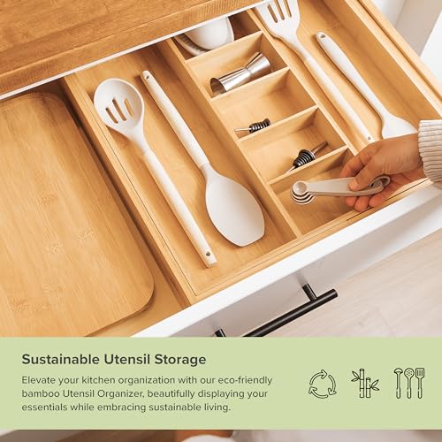 KitchenEdge Utensil & Junk Drawer Organizer, 19-33 in, Bamboo - Image 5