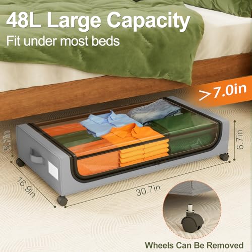 GoMaihe Under Bed Storage with Wheels 48L Grey 2-Pack - Image 4