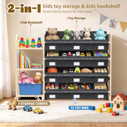 Toy Storage Organizer with 3 Shelves and 12 Bins | Home Organization - Image 4