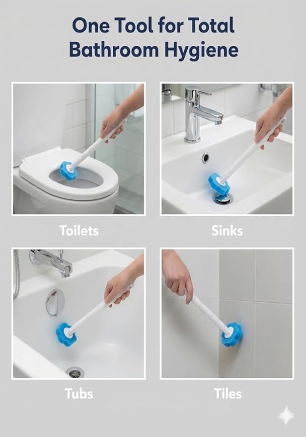 Disposable Toilet Brush for Bathroom Cleaning, Deep Cleaning Toilet Bowl Cleaner with Replaceable Heads, Hygienic Storage Design,House Warming Gifts New Home (Replacement Heads - 96pcs Blue)