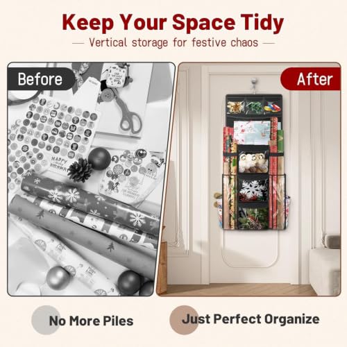 Hanging Wrapping Paper Storage Organizer, Double Sided - Image 7