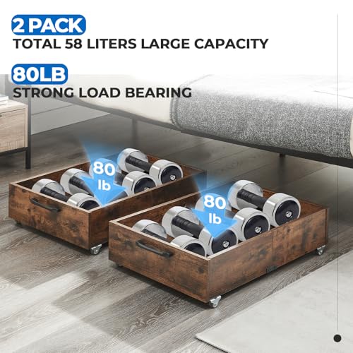 TIOPGHAD 2-Pack Under Bed Storage Drawers Organizer with Wheels - Image 4