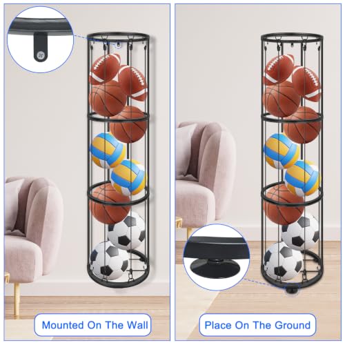 3 Layer Ball Storage Rack Vertical Wall Mount, Garage - Image 7