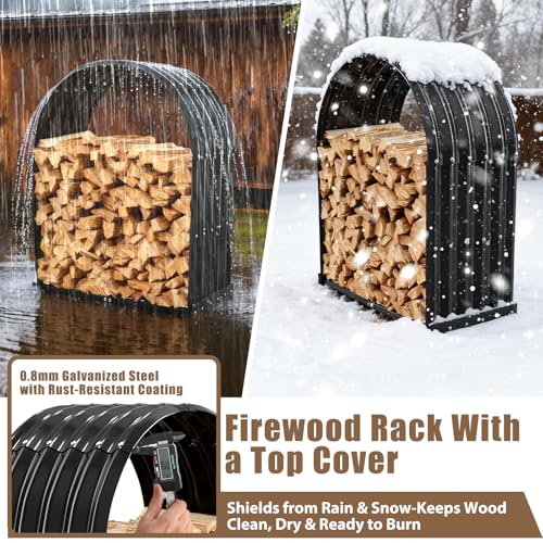 TBMLC Heavy-Duty Black Firewood Storage Shed with Round - Image 5