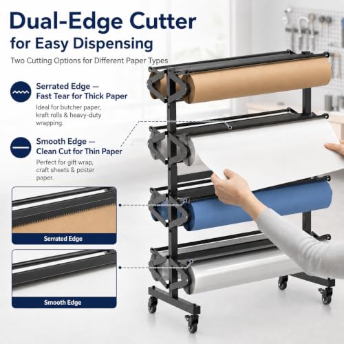 Commercial 8-Roll Paper Roll Dispenser Rack with Cutter - Image 5