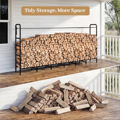 Firewood Rack 8FT Heavy Duty Metal Log Holder Stand for Fireplace - Image 3