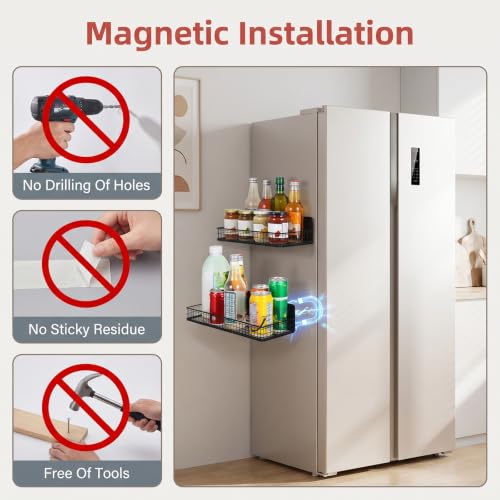 2-Pack Magnetic Shelves for Fridge, Magnetic Spice Rack - Image 4