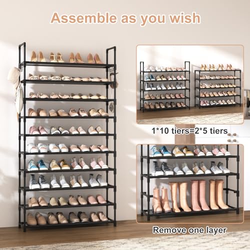 VTRIN 10 Tier Shoe Rack Tall Large Capacity Wide Shoe Organizer - Image 6