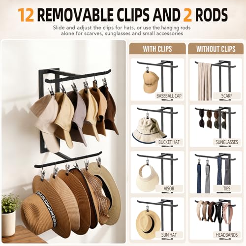 Hat Rack for Cowboy Hat and Baseball Caps Hat Hanger - Image 6