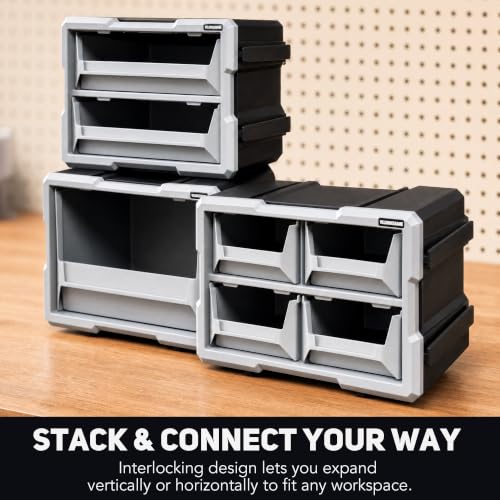 Modular Stackable Storage Organizer, 2 Bin Interlocking - Image 5