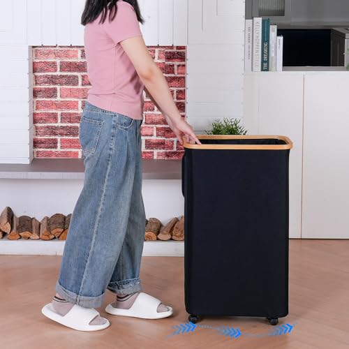 IEGrow Laundry Hamper with Wheels, 75L Laundry Basket with Bag - Image 3