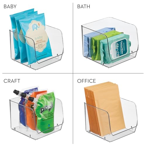 iDesign Stackable Open-Front Storage Bins, Set of 3, Clear - Image 8