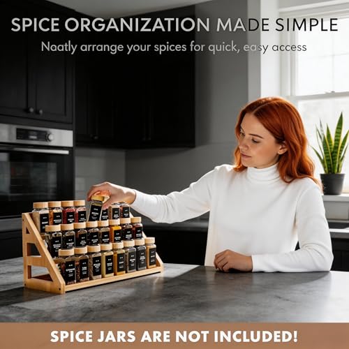 Bamboo Spice Rack - 3 Tier Spices Rack Kitchen Cabinet - Image 5